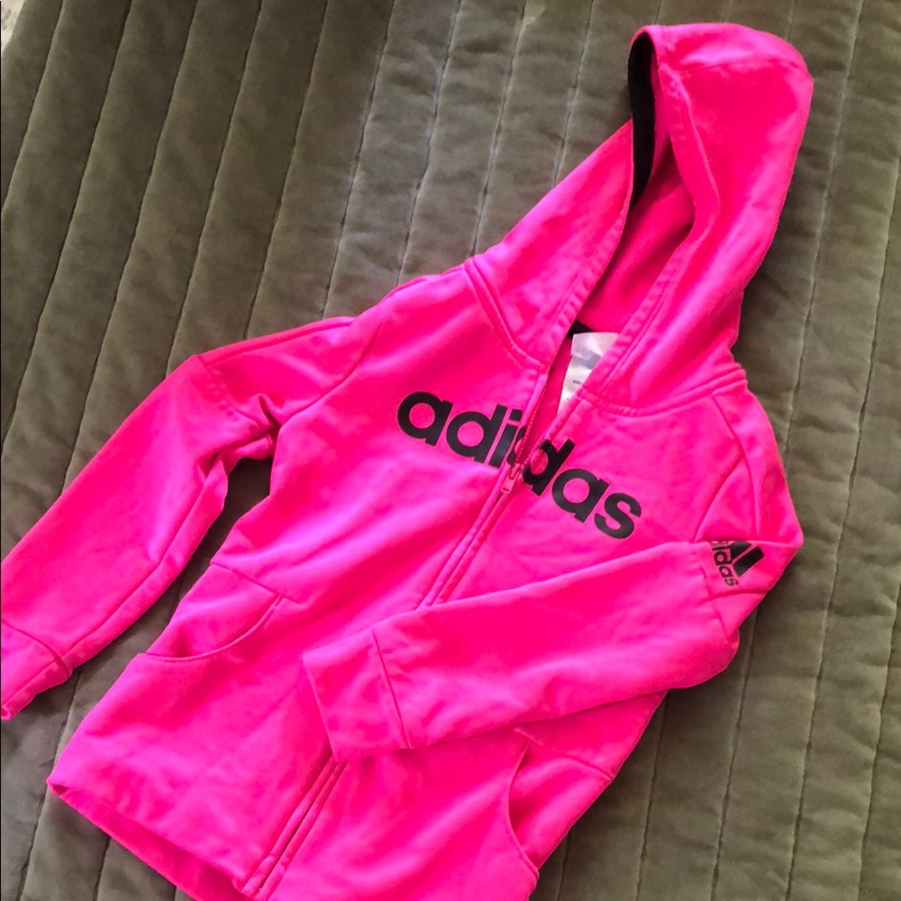 Adidas Sz 6 Kids Neon Pink Hoodie